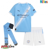 Camiseta Manchester City Rico Lewis #82 Primera Equipación para niños 2025-26 manga corta (+ pantalones cortos)